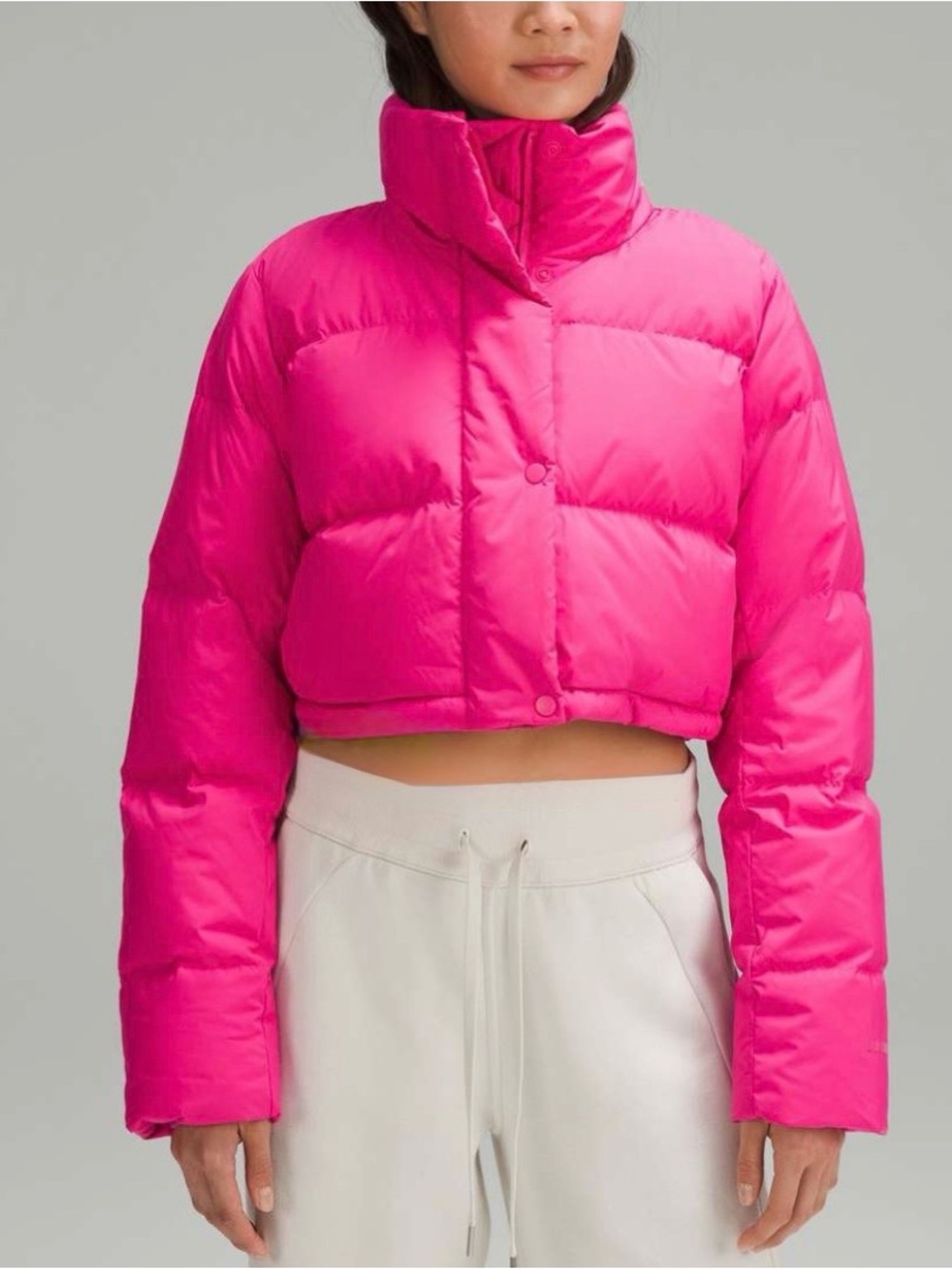 Lululemon Wunder Puff Cropped Jacket Goose Down Winter Coat Sonic Pink Preppy 4